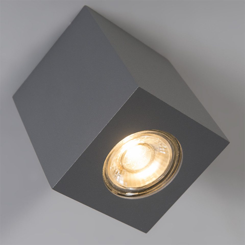 Qazqa LED Aufbaustrahler Quba, ohne Leuchtmittel, Warmweiß, QAZQA Aufbau­spot, gu10, Dunkelgrau, Stahl, Design