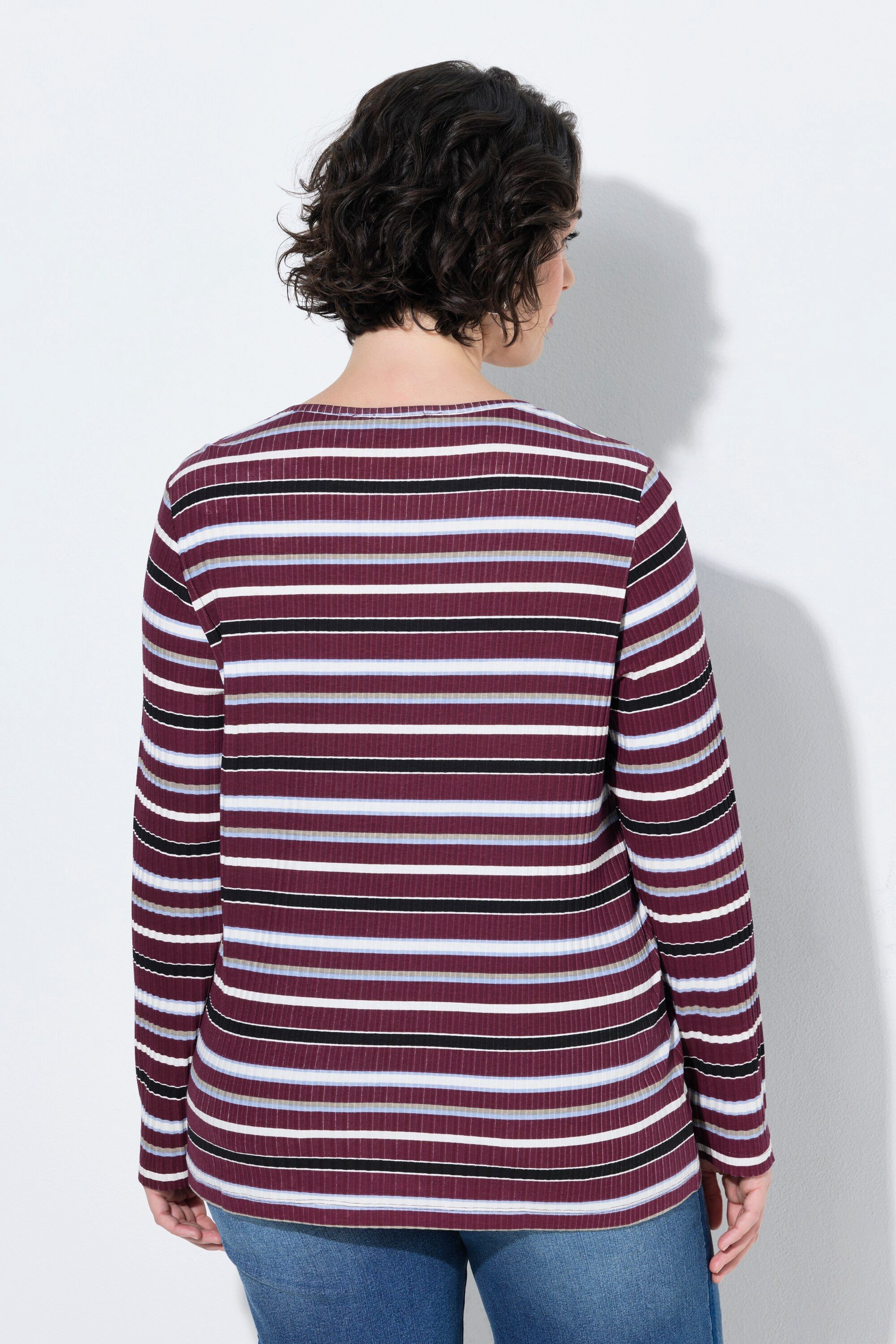 Ulla Popken Longsleeve Shirt Ringel Rippjersey Rundhals Langarm – Bild 3 von 4