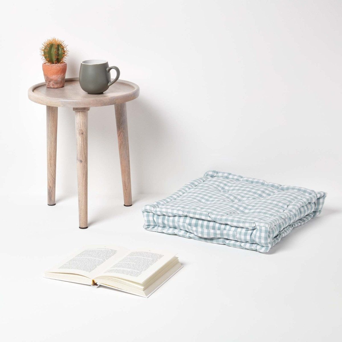 Homescapes Bodenkissen Sitzkissen Stuhlkissen BauernKaro blau günstig online kaufen