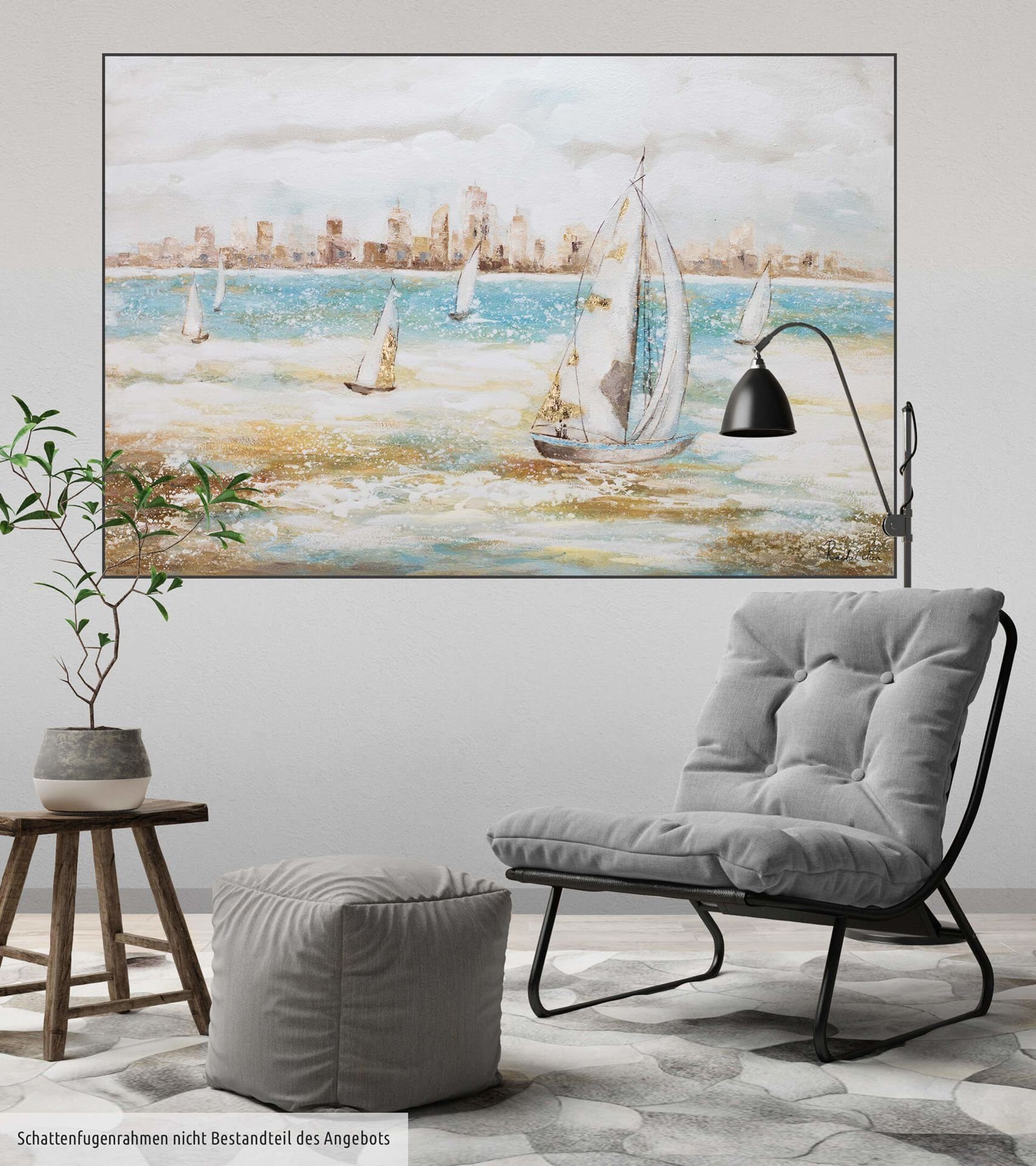 Leinwandbild cm, Wohnzimmer Wandbild HANDGEMALT 120x80 Sailor's Race KUNSTLOFT 100% Gemälde