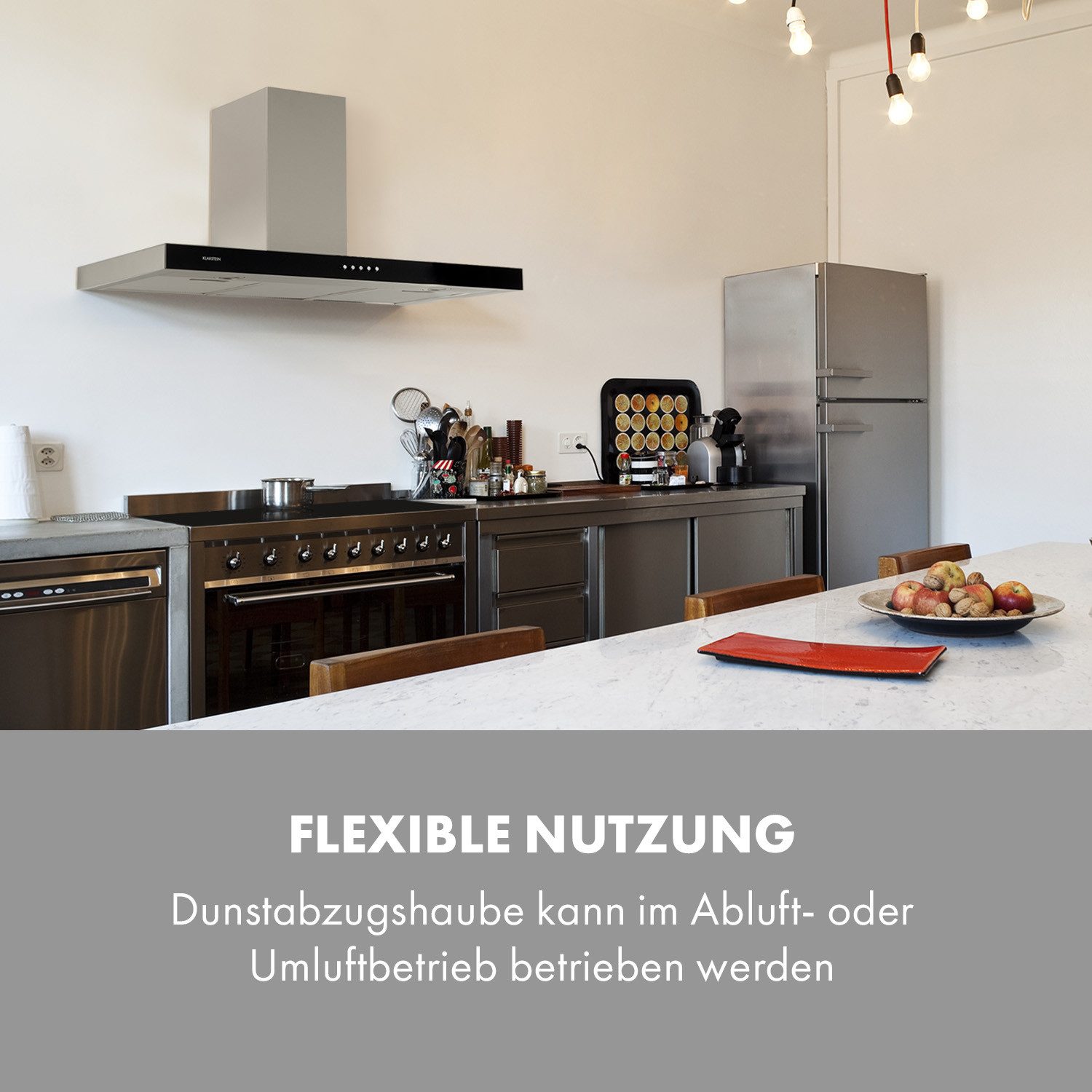 Klarstein Deckenhaube Darya Darya, Dunstabzugshaube 90cm 310 m³/h Edelstahl silber