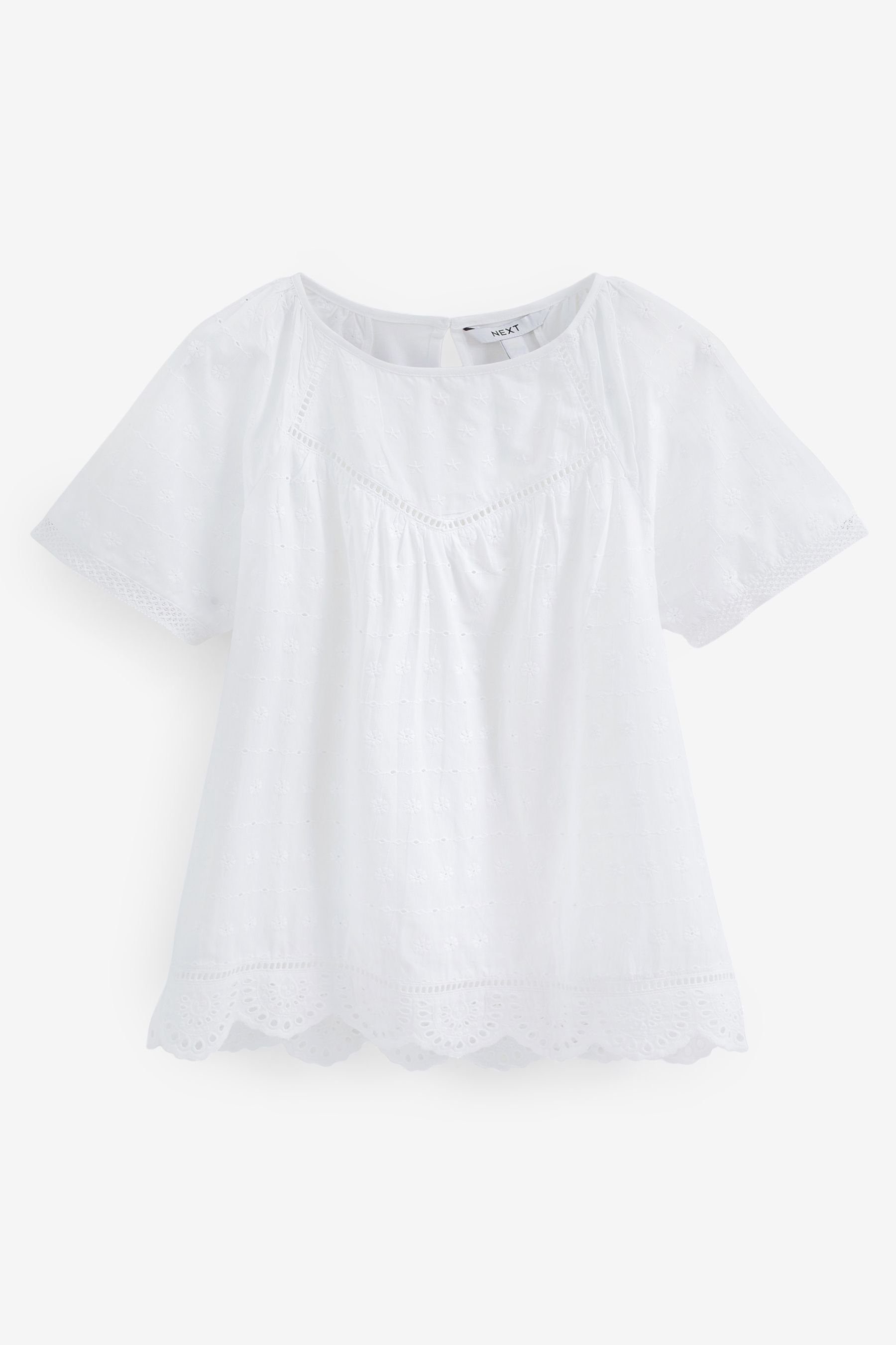 White Lochstickerei mit Next T-Shirt (1-tlg) Kurzärmliges T-Shirt