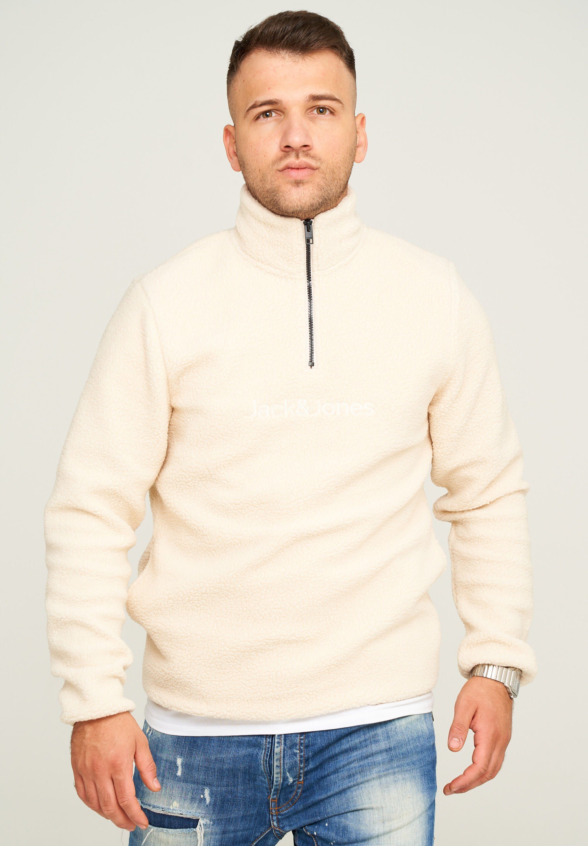 Jack & Jones Fleecepullover VESPER SWEAT HALF ZIP Winterpullover mit Reißve günstig online kaufen