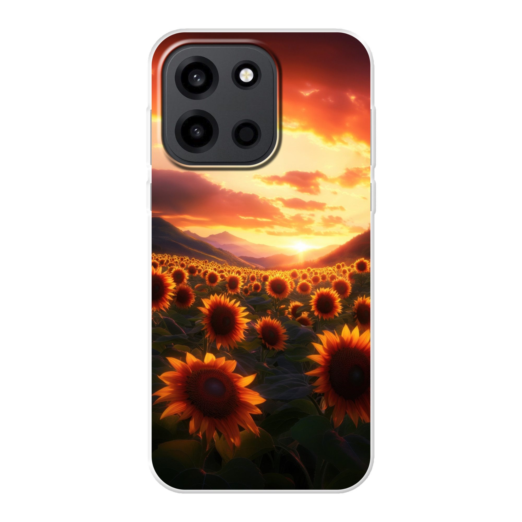 MuchoWow Handyhülle für OnePlus Turbo 6 5G Sonnenblumen - Sonnenuntergang - Landschaft, Handy Case, Silikon, Bumper Case Dünn