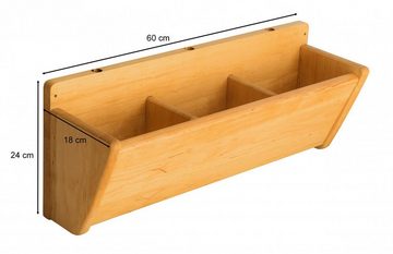 BioKinder - Das gesunde Kinderzimmer Kindersitzgruppe Robin, Set Hänge-Garderobe 60 cm und Kindergartenbank 60 cm, Erle