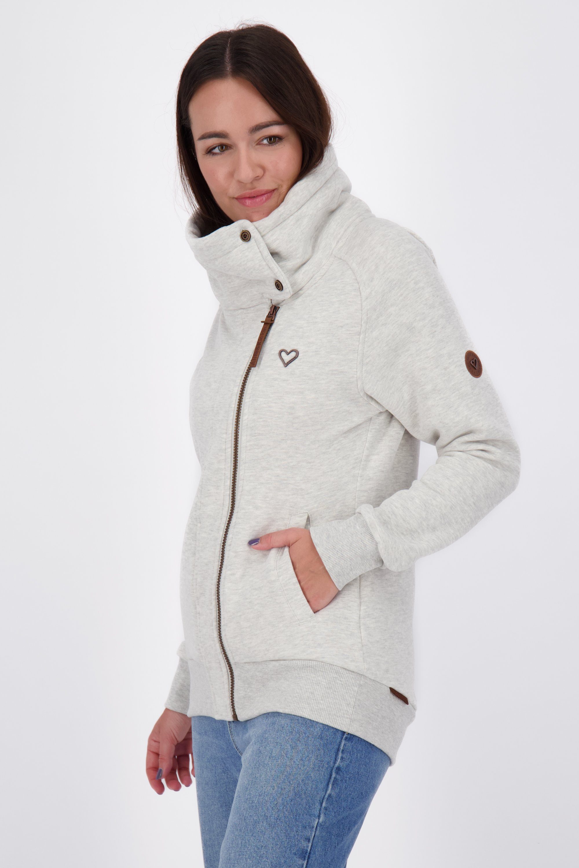 A Sweatjacke melange Kapuzensweatjacke cloudy & Kickin MerteAK Damen Alife Sweatjacket