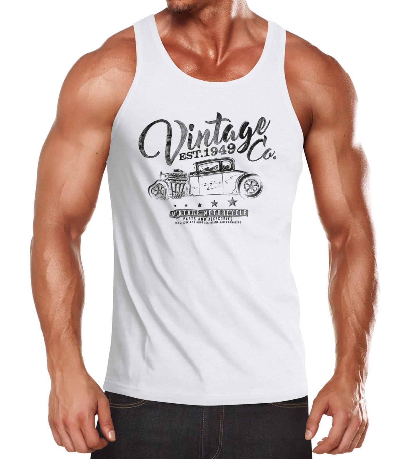 Neverless Tanktop Herren Tank Top Hot Rod Retro Auto Vintage Car Oldschool Mobile mit Print