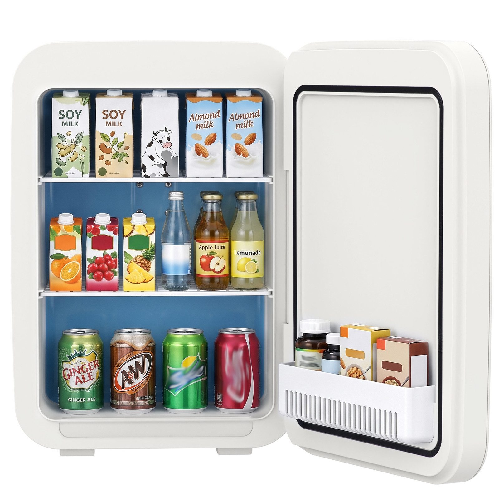 Rebonique Table Top Kühlschrank AQ-22L, 15L/21 Dosen Mini Kühlschrank, 17°C unter Umgebungstemperatur - 65°C