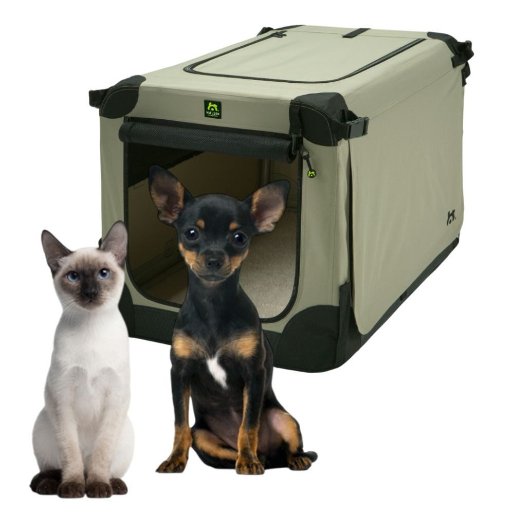 MAELSON Hunde-Transportbox Soft Kennel faltbare Hundebox / Tier Transportbox Beige