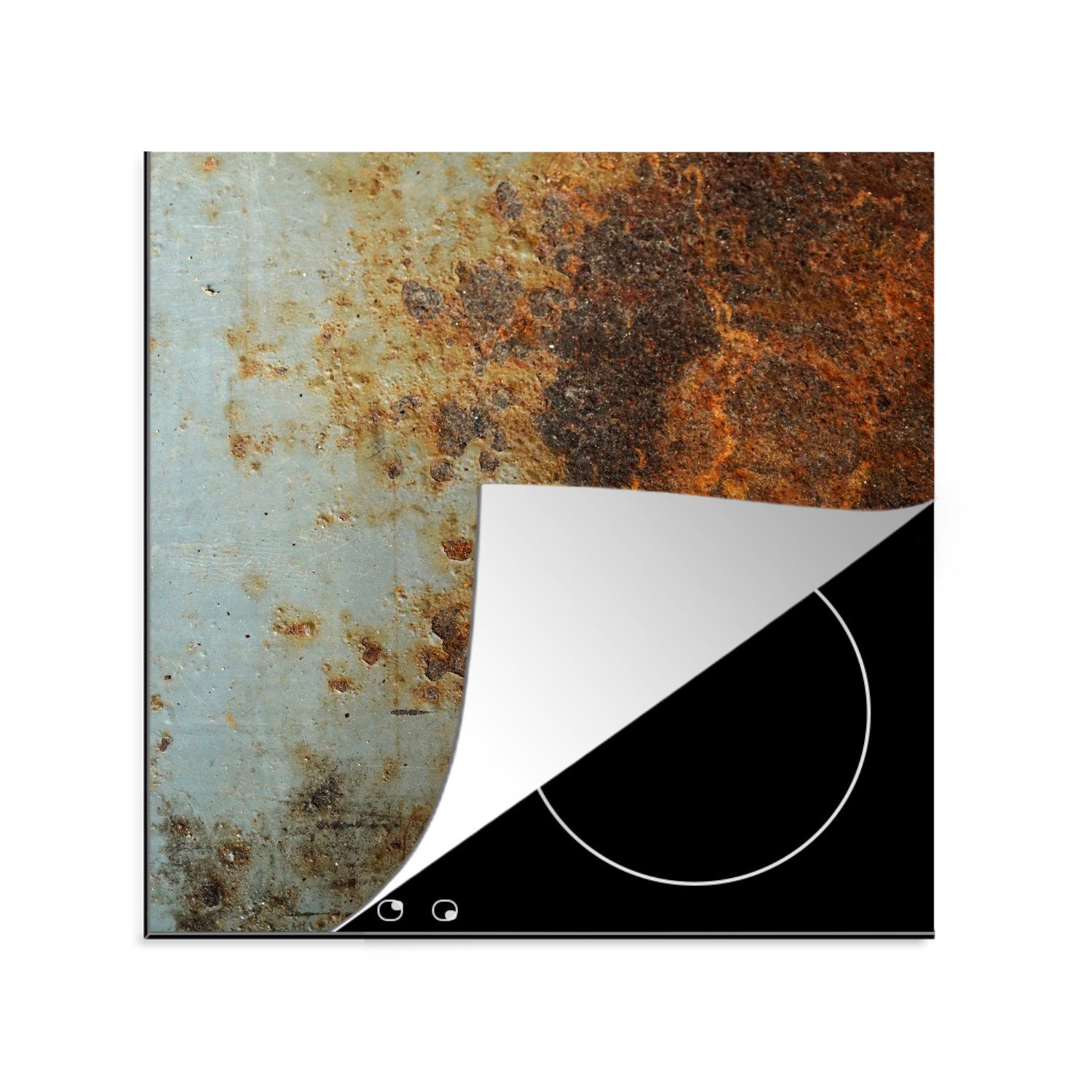 MuchoWow Herdblende-/Abdeckplatte Rost - Braun - Schwarz, Vinyl, (1 tlg), 78x78 cm, Ceranfeldabdeckung, Arbeitsplatte für küche