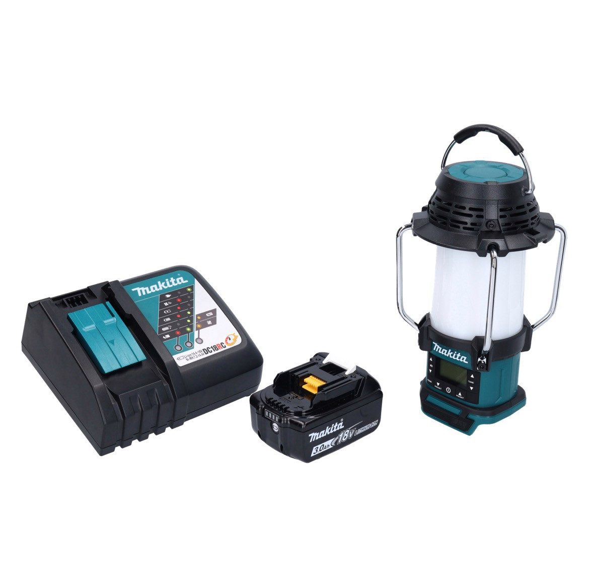 Makita DMR 055 RF1 Akku Radio 18 V FM mit Laterne 360° Taschenlampe + 1x Baustellenradio