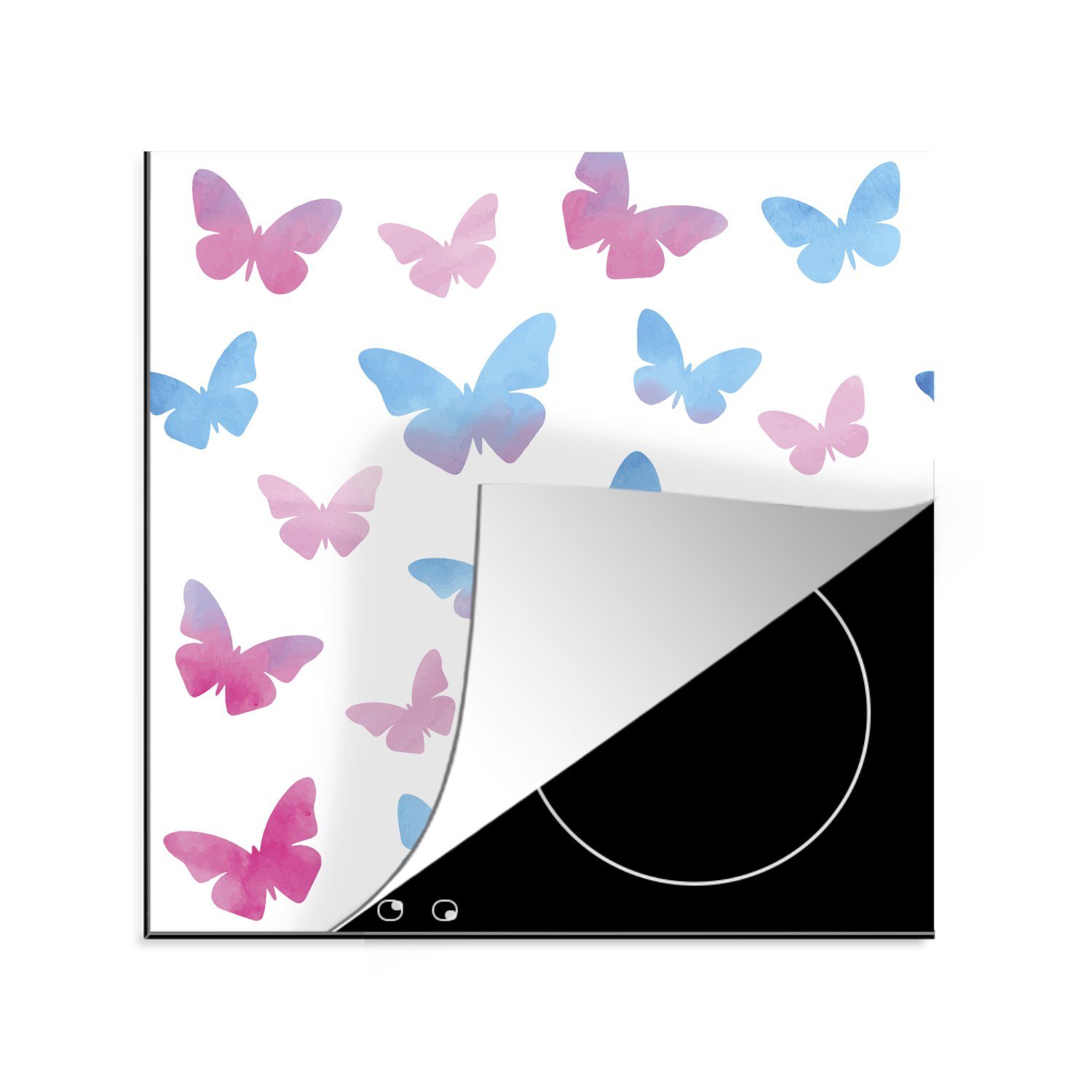 MuchoWow Herdblende-/Abdeckplatte Schmetterling - Farbe - Kunst, Vinyl, (1 tlg), 78x78 cm, Ceranfeldabdeckung, Arbeitsplatte für küche