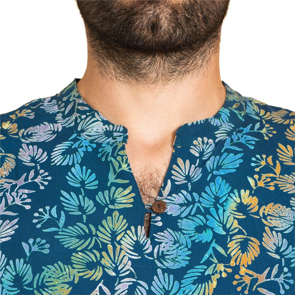 PANASIAM Hawaiihemd Kurzarmhemd Wachsbatik Herren Hemd in lebendigen Mustern und leuchtenden Farben langlebiges Sommerhemd Freizeithemd