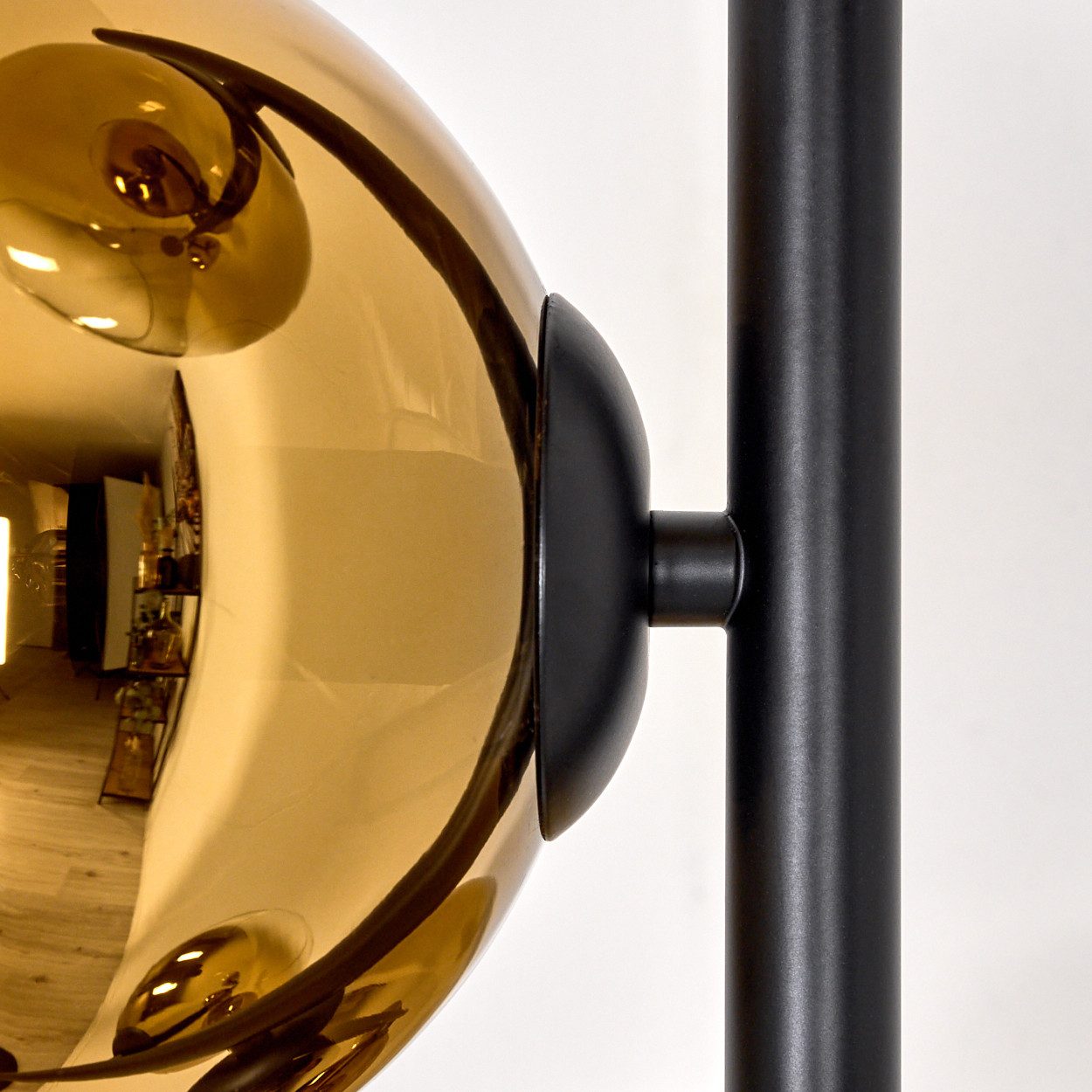 hofstein Stehlampe Stehlampe aus Metall/Glas in Schwarz/Gold/Klar, Retro/Vintage-Design, ohne Leuchtmittel, moderne Stehleuchte, Ø Schirme 15 cm, Fußschalter, 160 cm, E14