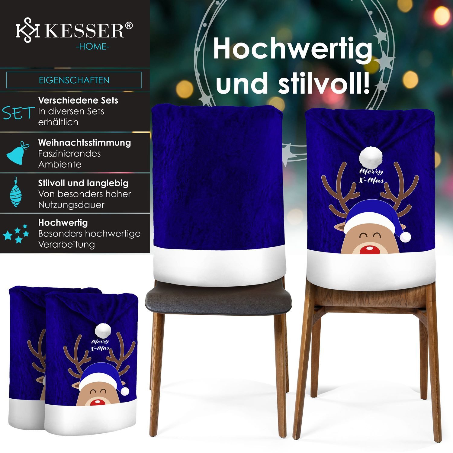 KESSER Weihnachtsfigur, Premium Weihnachtsstuhlüberzug Set Stuhlhussen für günstig online kaufen
