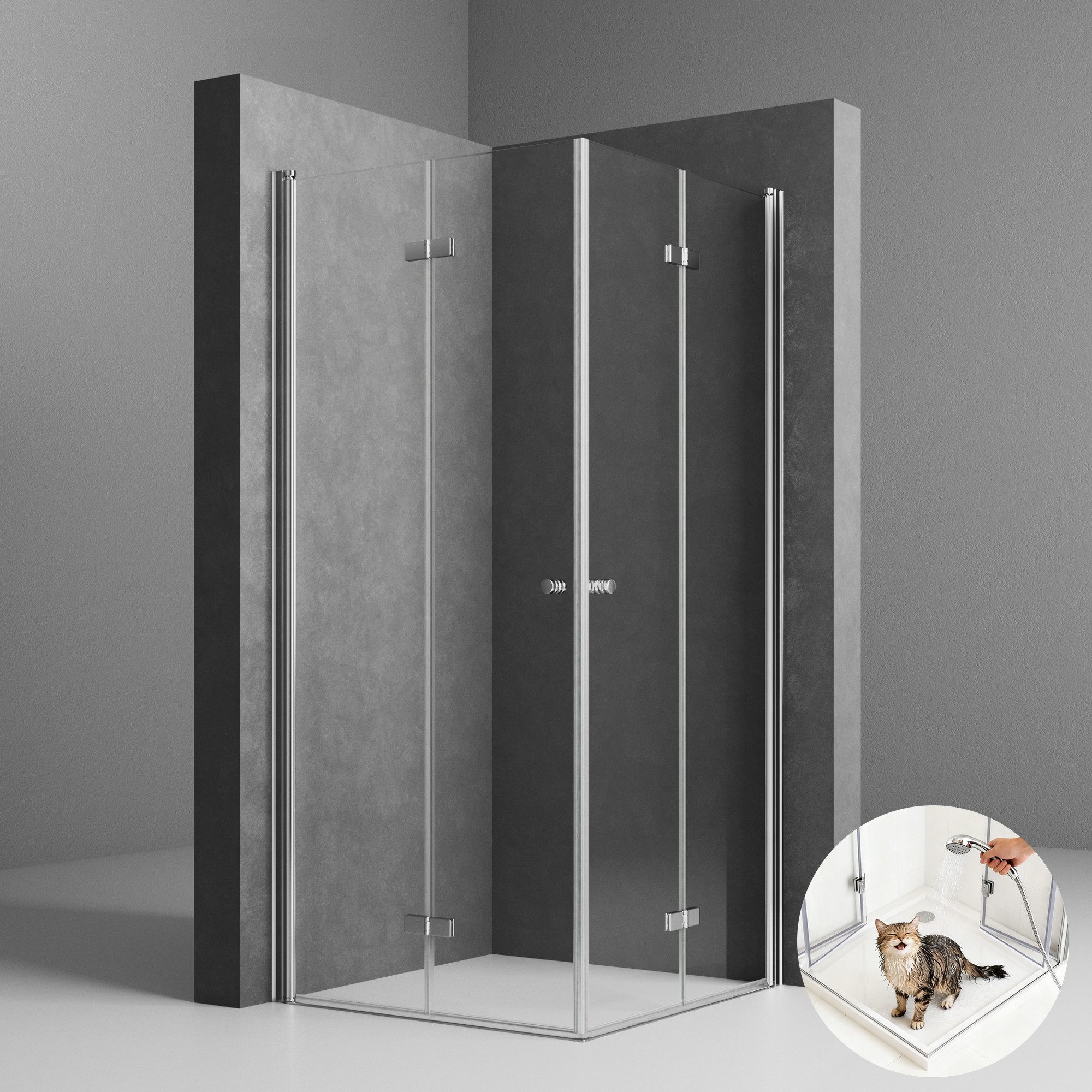 Boromal Eckdusche Duschkabine Eckeinstieg Falttür 185/195H günstig online kaufen