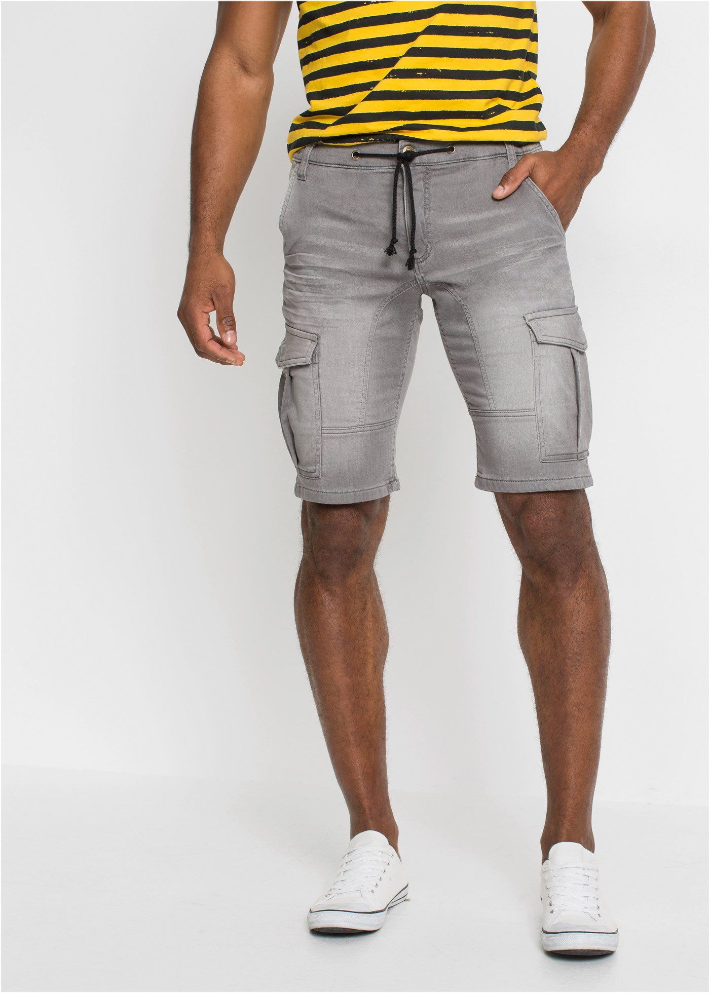 bonprix Bermudas aus Baumwolle und Polyester, mit Used-Effekt, regular fit