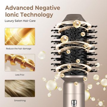 HOUROC Multihaarstyler 6 in 1 Haartrockner Bürste set,Negativ Ionen Hairstyler mit föhn, Multifunktionale Heißluftkamm, Curly Hot Air StylerHeißluftbürste