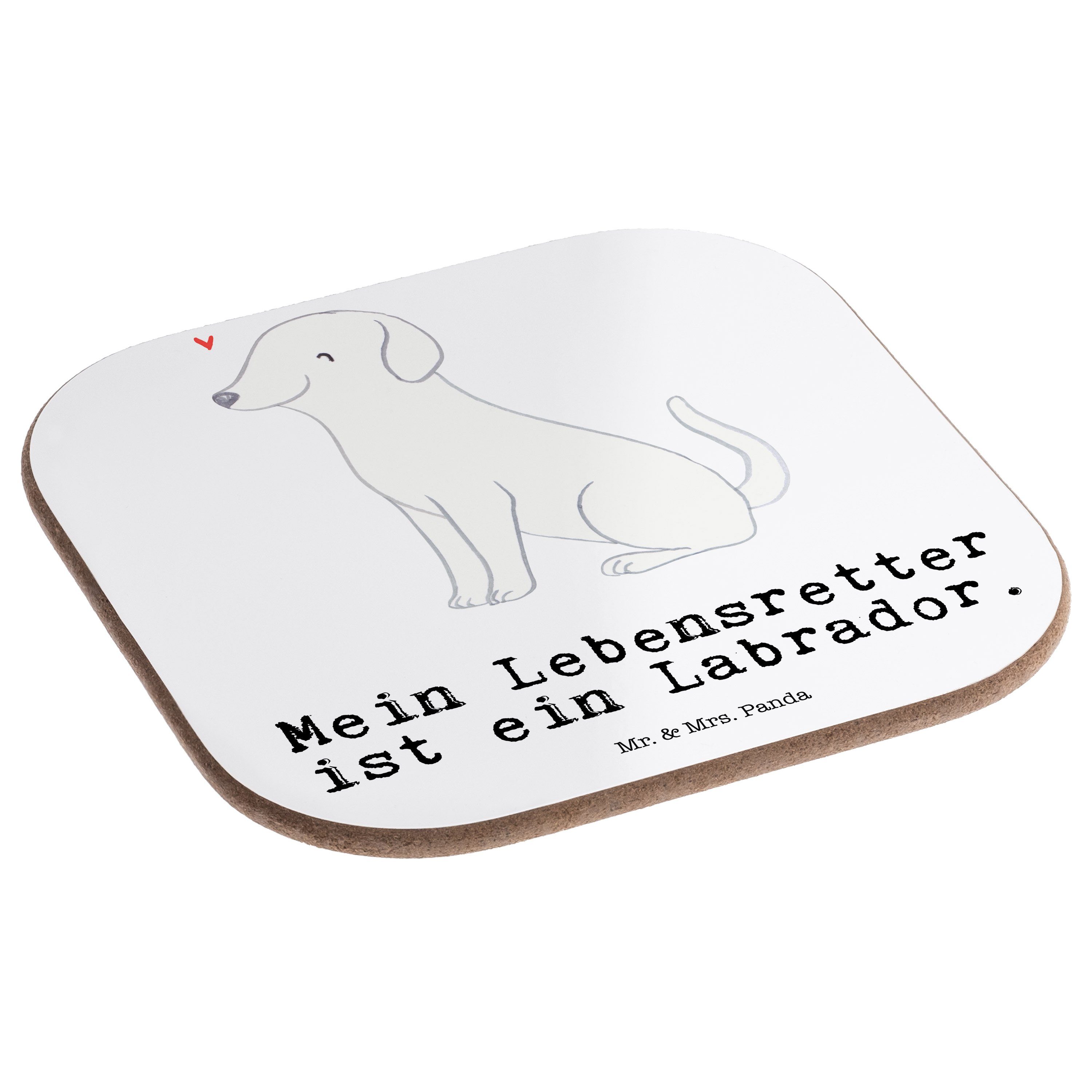 Mr. & Labrador 1-tlg. Welpe, Geschenk, Hund, Panda - Weiß Bierdeckel, Mrs. Getränkeuntersetzer Lebensretter - Gla