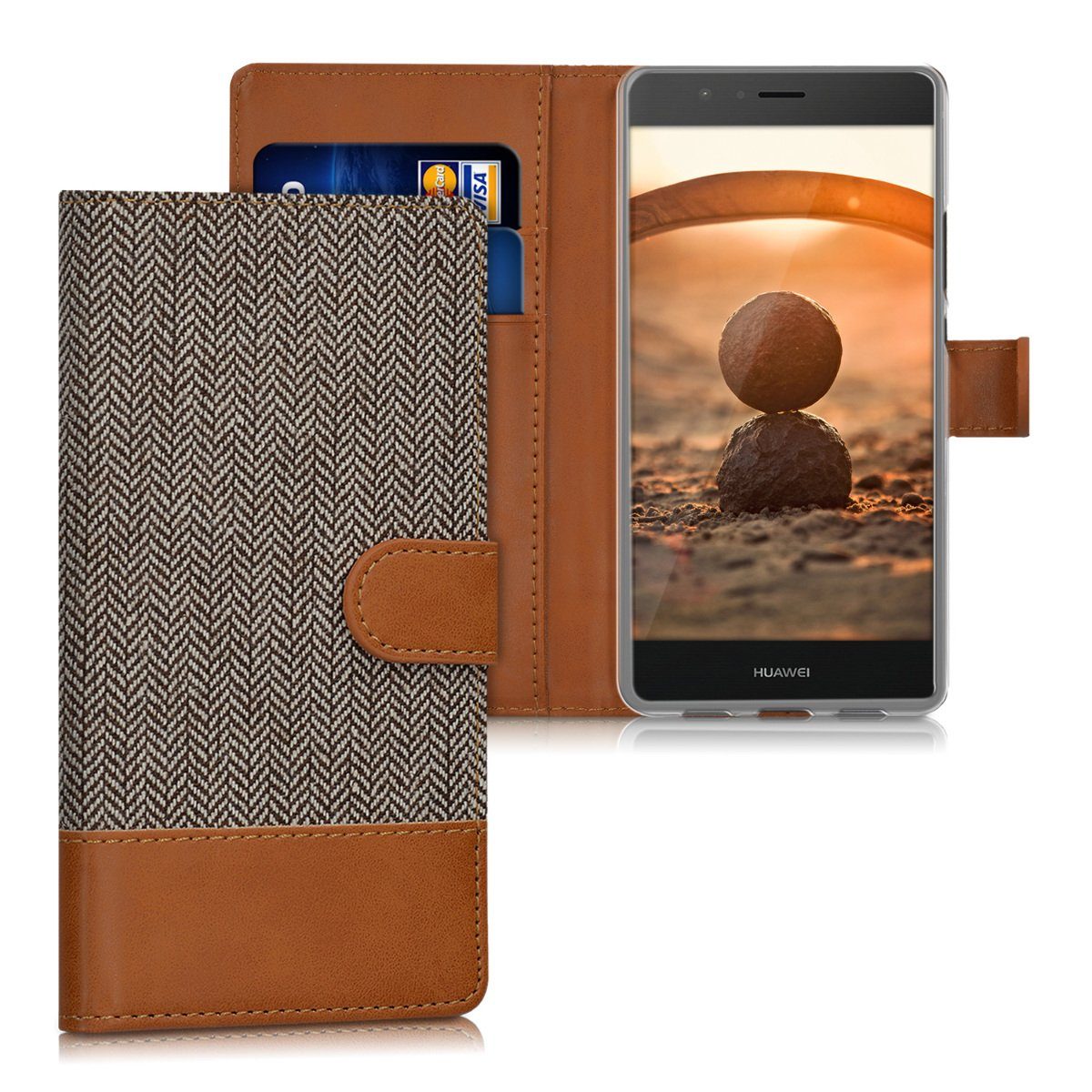 kwmobile Handyhülle Wallet Case für Huawei P9 Lite, Hülle mit Ständer - Handyhülle Kartenfächer