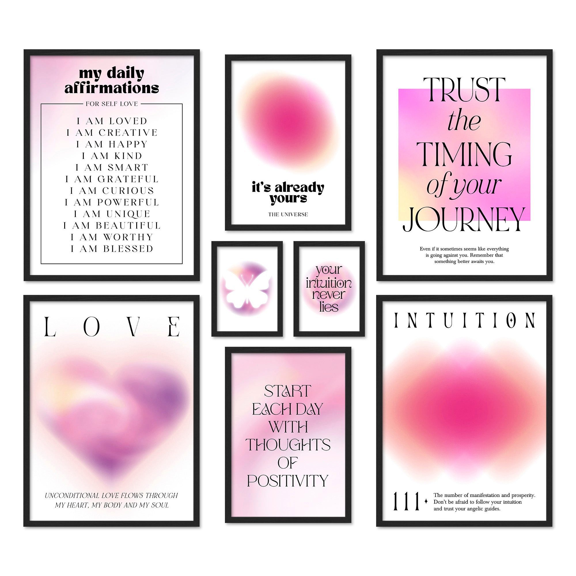 ARTFAVES Bilder-Collage Poster Set Aura Self Love I mehrteilige Bilderwand I Wandbilder Spirit, (Wandbilder modern, 8 St)