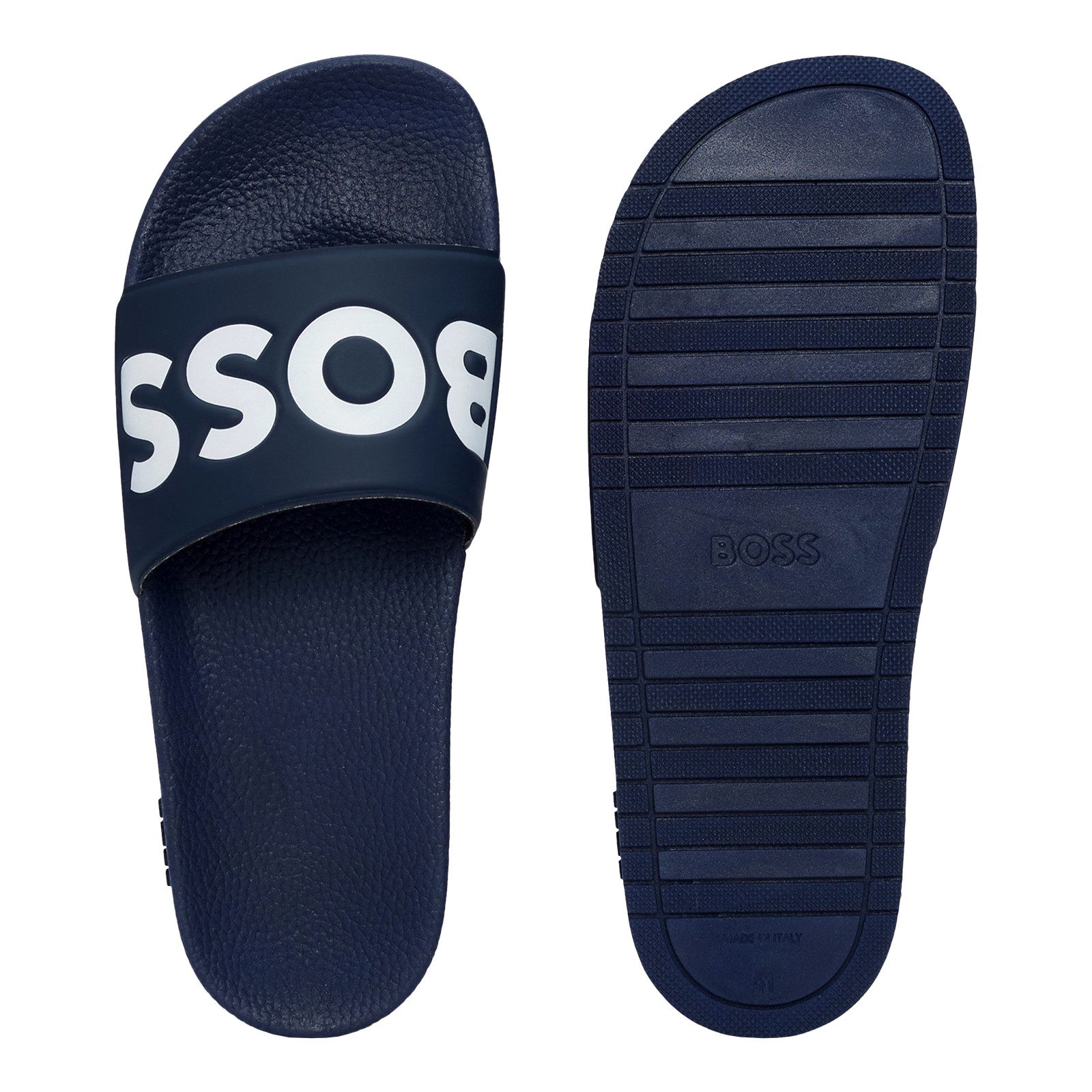 BOSS Aryeh Slid Badepantolette mit großem Markenschriftzug auf den Riemen günstig online kaufen
