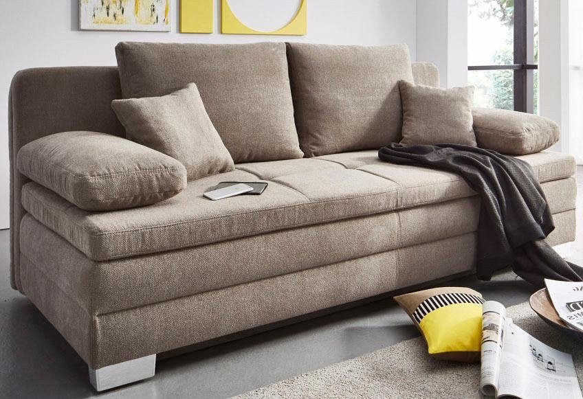 Jockenhöfer Gruppe Schlafsofa Lindau, B: 203 cm, Liegefl. 160x203 cm, mit Schlaffunktion, Bettkasten, Zierkissen & Kaltschaumtopper