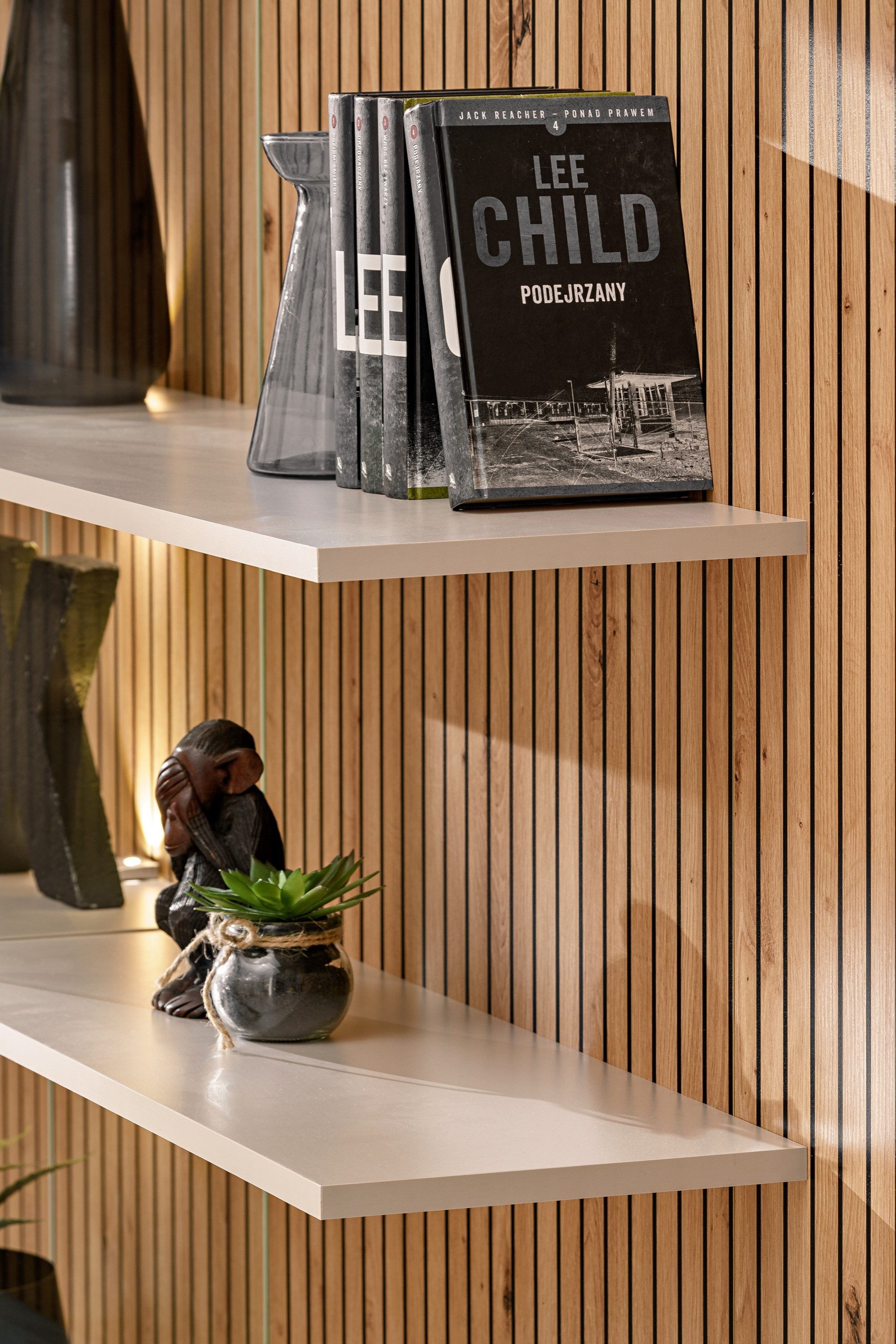 ASM-Moebel Wohnwand Wohnzimmer Schrankwand GUSTO PW B mit Led B. Push - Click, Mit Led Beleuchtung, Push-Click System und Lamellen Optik – Bild 4 von 5
