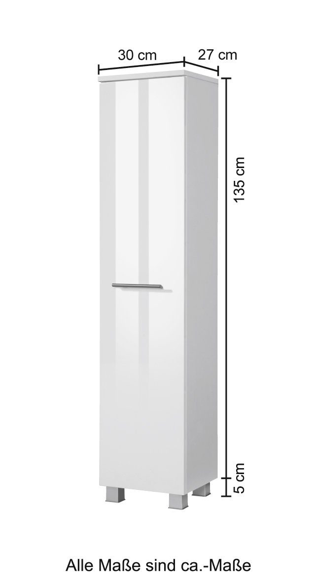 HELD | Tür, in Midischrank weiß 30 Ausführungen Badmöbel, Farben MÖBEL Trento, Made 1 verschiedene Breite cm, weiß und Germany
