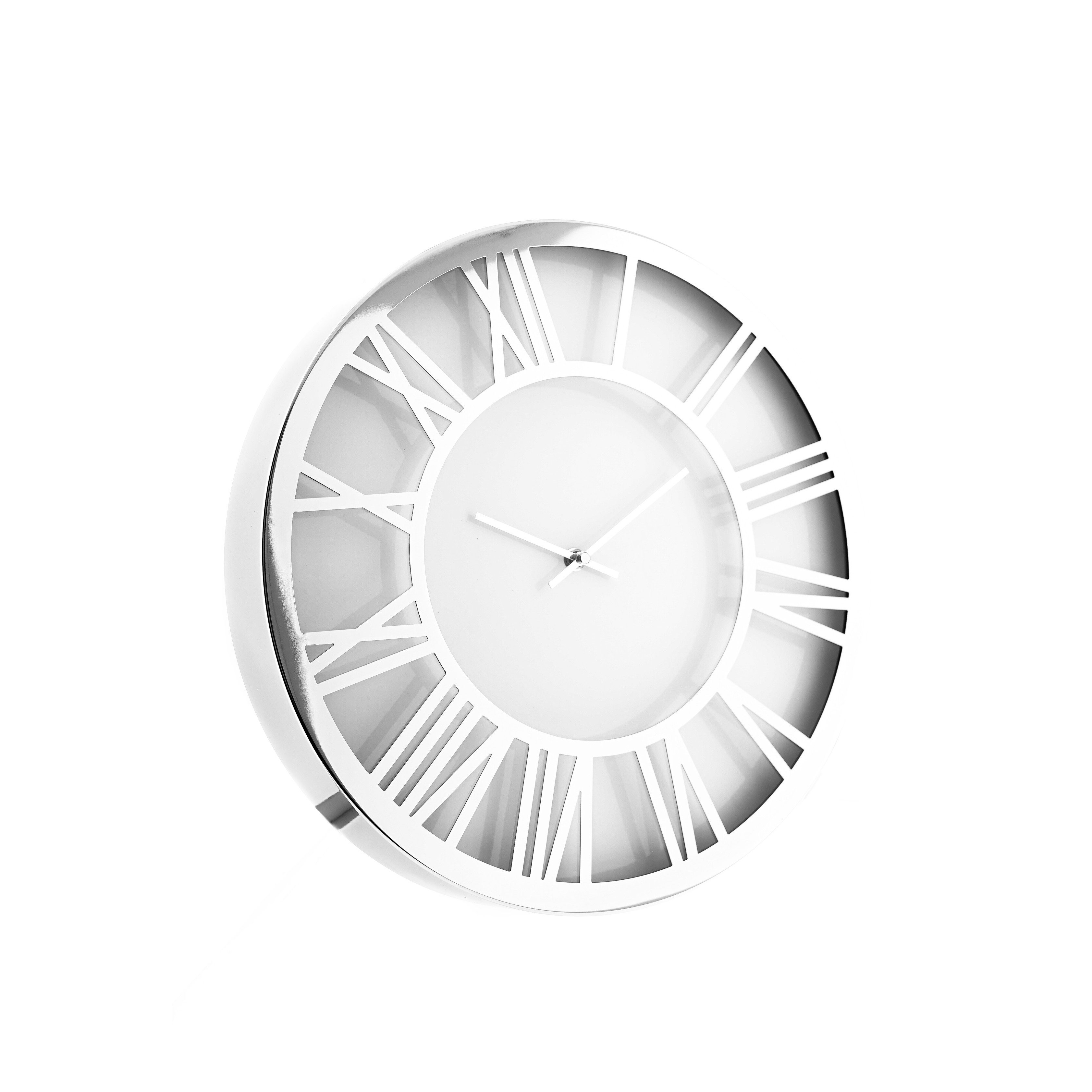 Almina Wanduhr Wanduhr in Weiß/Silber mit Römischen Ziffern ⌀40 cm modernes Design