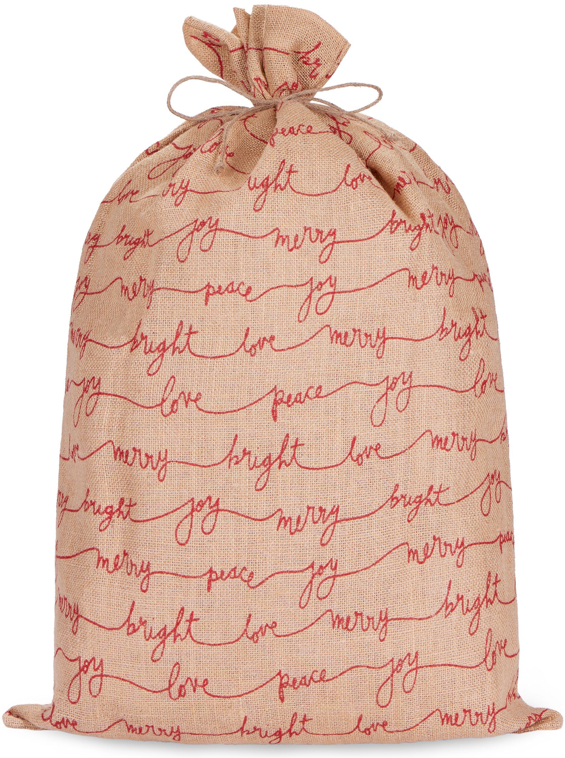 Aufbewahrungstasche Weihnachtssack Love Peace Joy - 80 cm Geschenksack Weihnachten