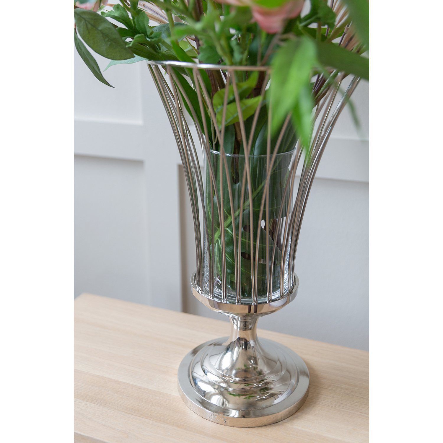 Fink Windlicht ALLEGRA Windlicht - H.43cm x D.25cm - silber - Edelstahl - Wohnzimmer (1 St., Kerzenleuchter - Windlichthalter), Eleganter Kerzenhalter Leuchter - Deko für Innenräume