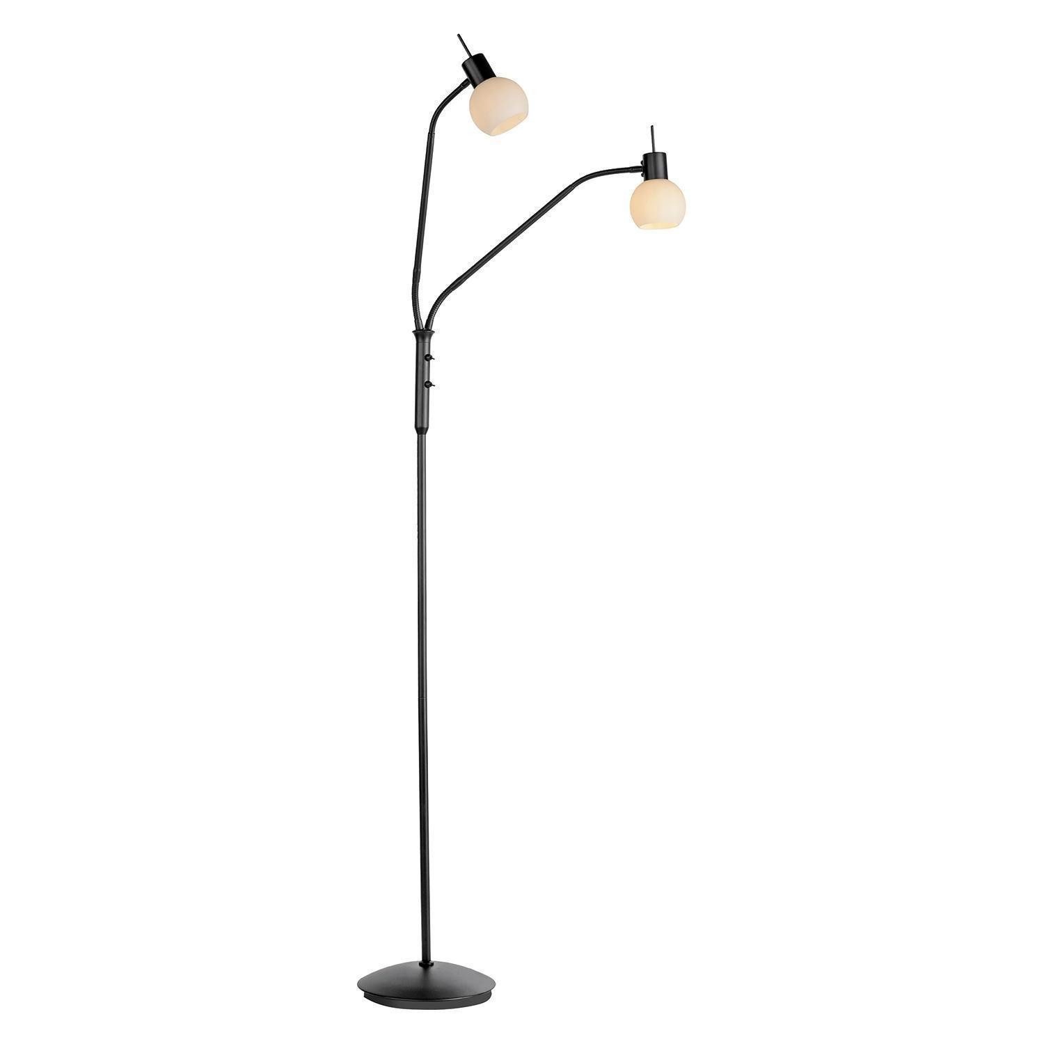LED Stehlampe LOKI, H 170 cm, 2-flammig, Schwarz, Metall