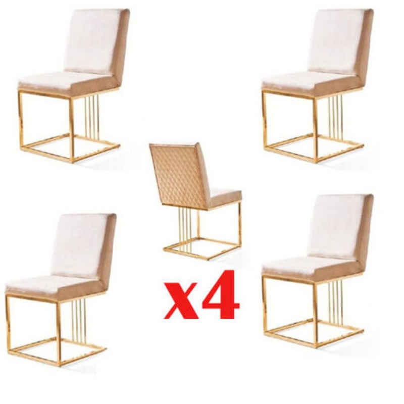 JVmoebel Esszimmerstuhl, Design Stuhl Set 4x Sessel Textil Stühle Stoff Esszimmer Polster