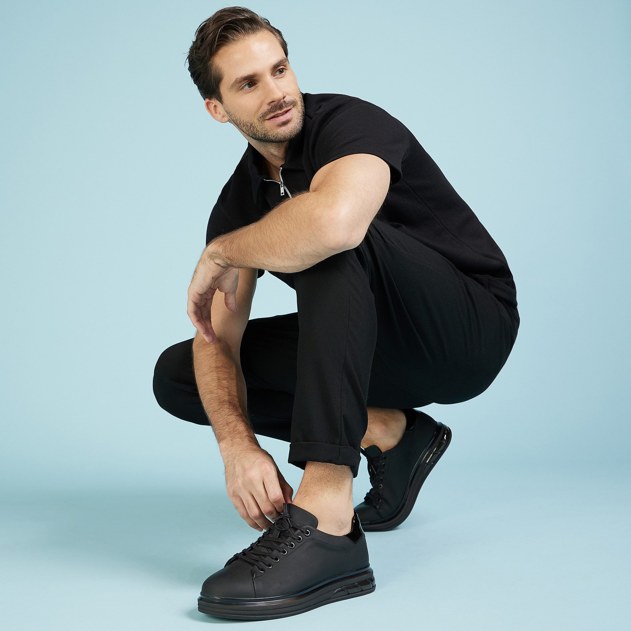 Celal Gültekin Leder Sneaker Herren Sneaker Schwarz matt, elegante Optik, g günstig online kaufen