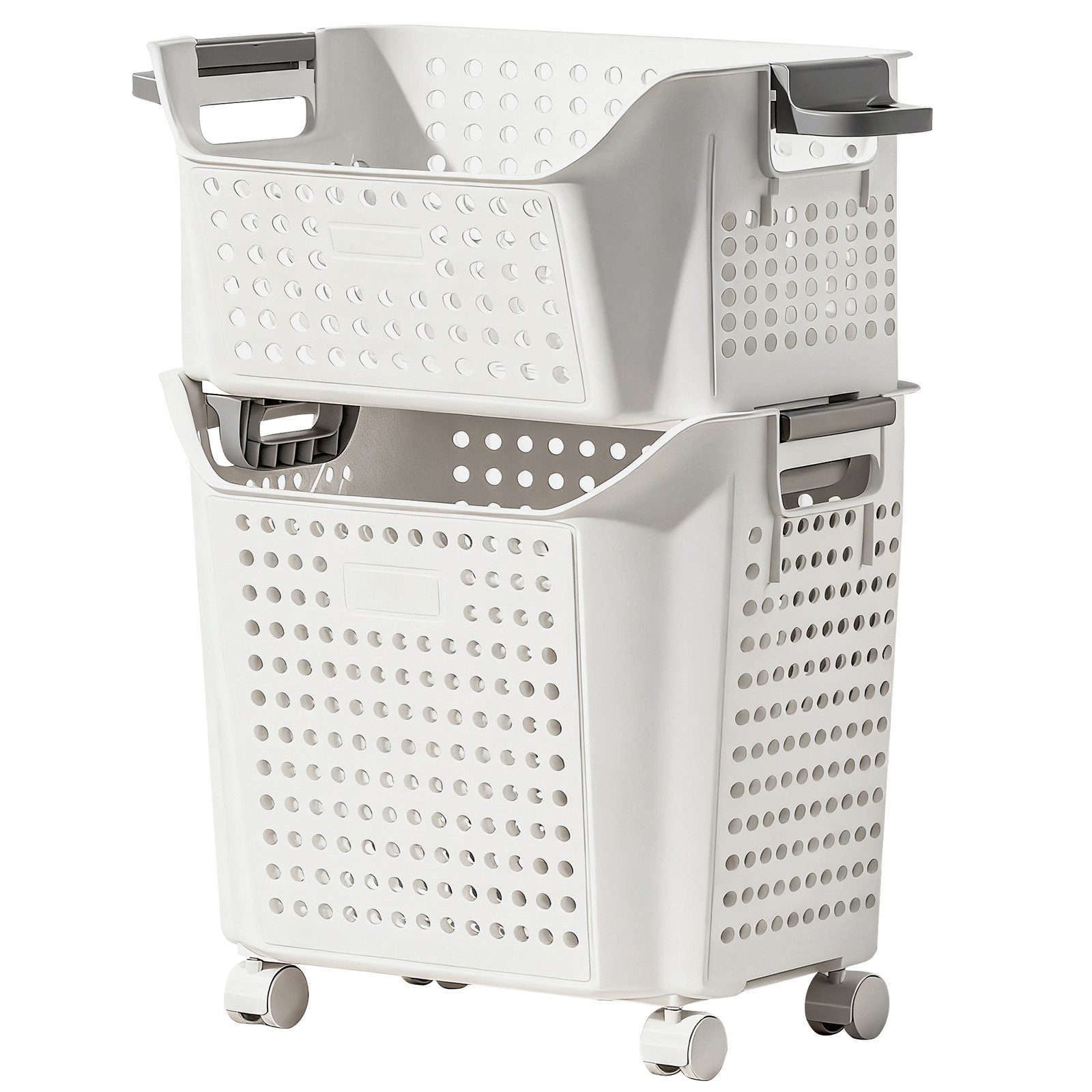 Yorbay Wäschekorb Wäschewagen mit Rollen (2 St., 2 stapelbare PP-Körbe), Pr günstig online kaufen