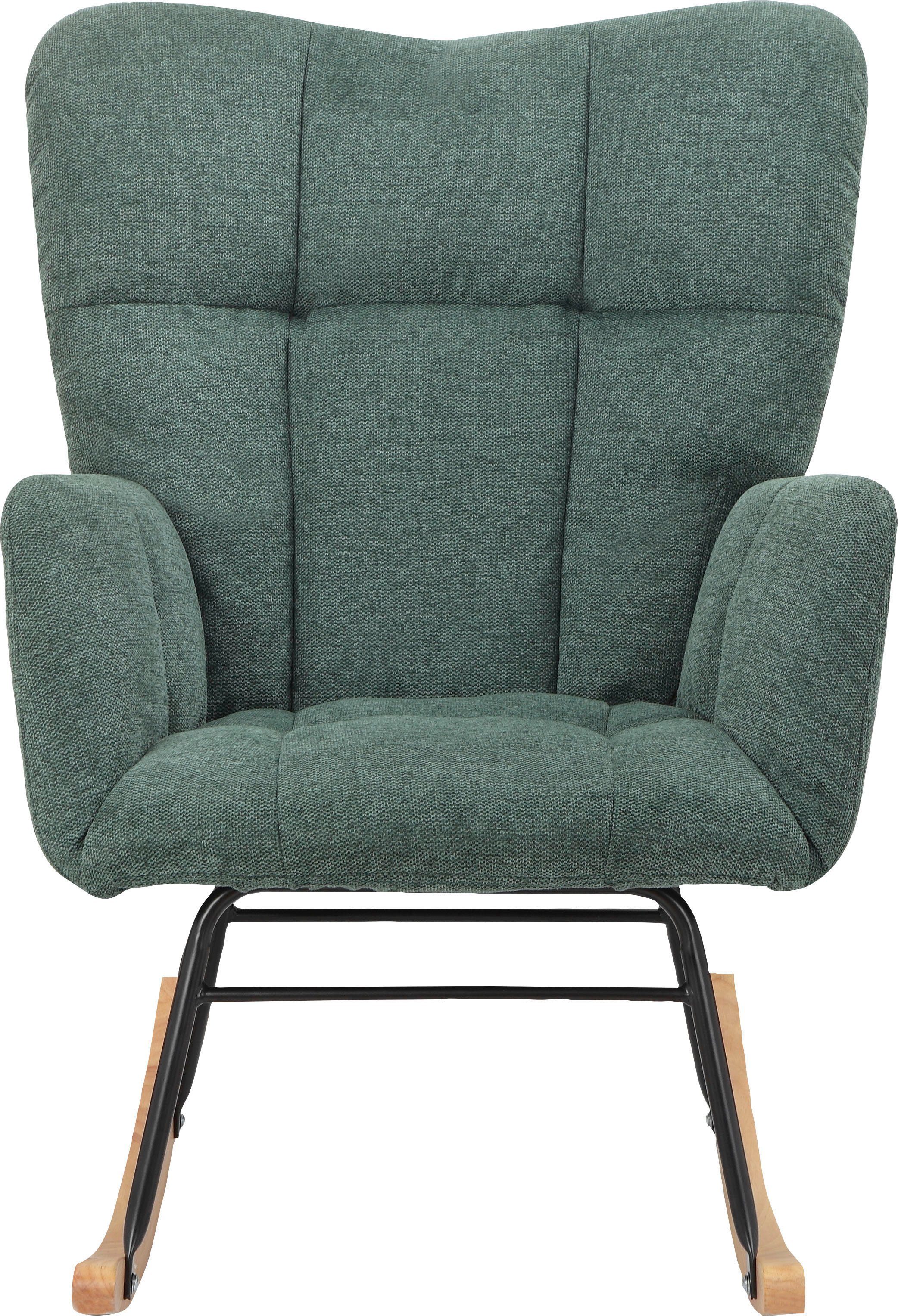 Home affaire Schaukelsessel Anika, Ohrensessel Wohnzimmer mit Funktion, (1-St), Sitz und Rücken gepolstert, Beine aus Metall und Holz, Sitzhöhe 48 cm