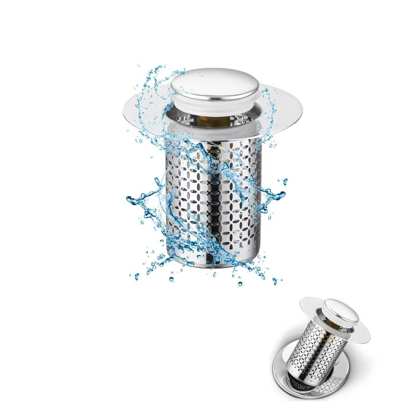 Coonoor Waschbeckenstöpsel Edelstahl Pop-Up Abflussstopfen mit Anti-Verstop günstig online kaufen