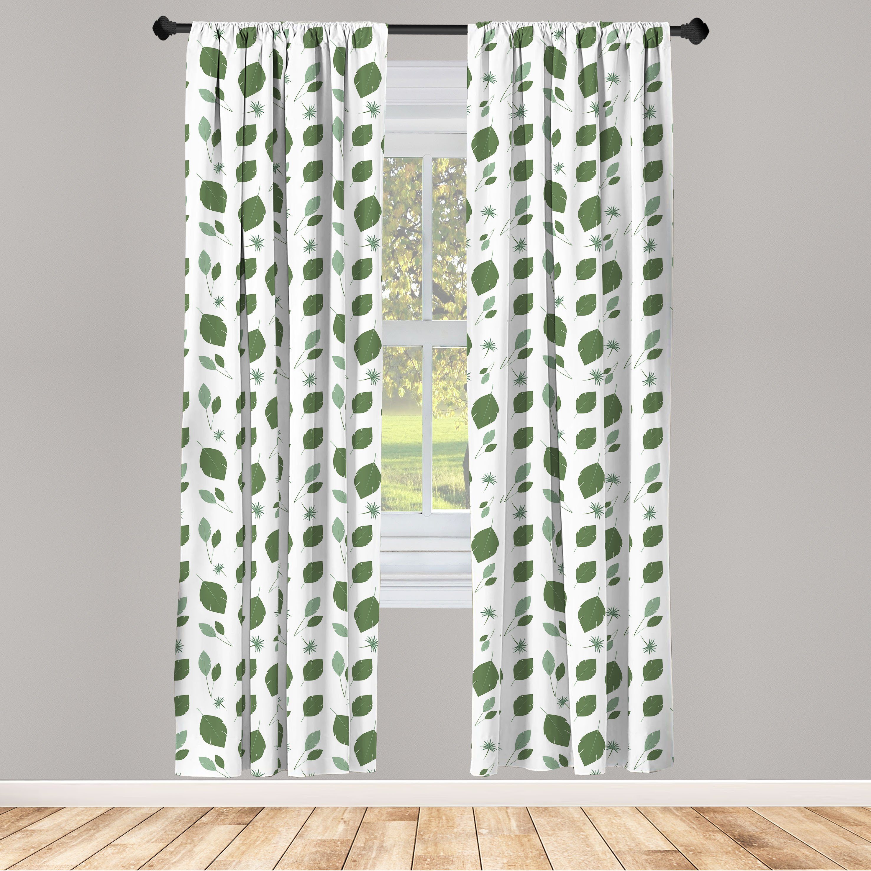 Gardine Vorhang für Wohnzimmer Schlafzimmer Dekor, Abakuhaus, Microfaser, Blätter Natur Flitting Blatt