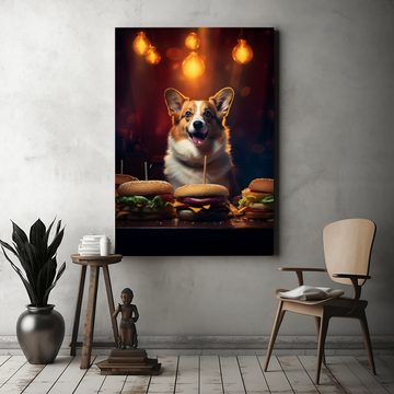 Hustling Sharks Leinwandbild Hund-Bild als XXL Leinwandbild "Dog-Burgers" - exklusives Tierbild, in 7 unterschiedichen Größen verfügbar