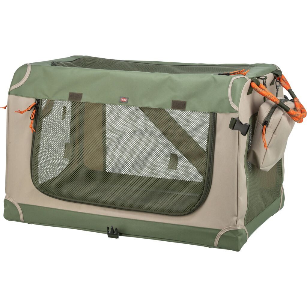 TRIXIE Hunde-Transportbox Faltbare Hundebox Comfy mit abnehmbarer Außentasche und Netzstoff - ol