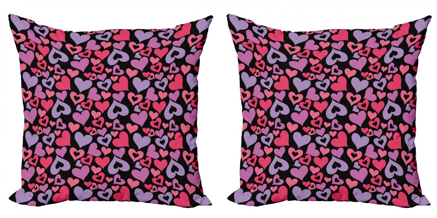 Pinkish Abakuhaus (2 Herzen Doppelseitiger Digitaldruck, Modern Valentines Accent Kissenbezüge Stück), Liebe