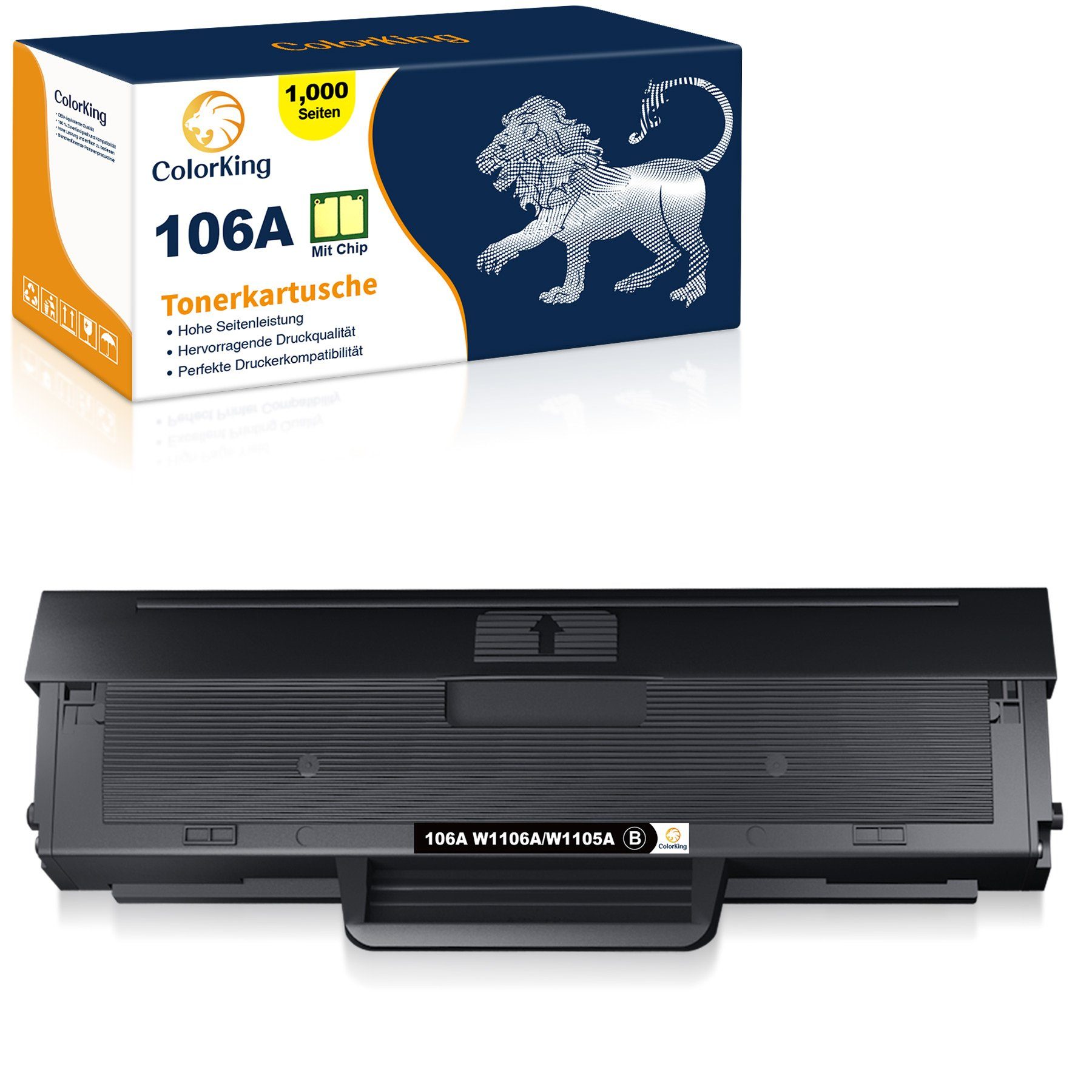 ColorKing Tonerpatrone 106A Laser MFP für Schwarz W1106A MIT 107a HP 135a CHIP