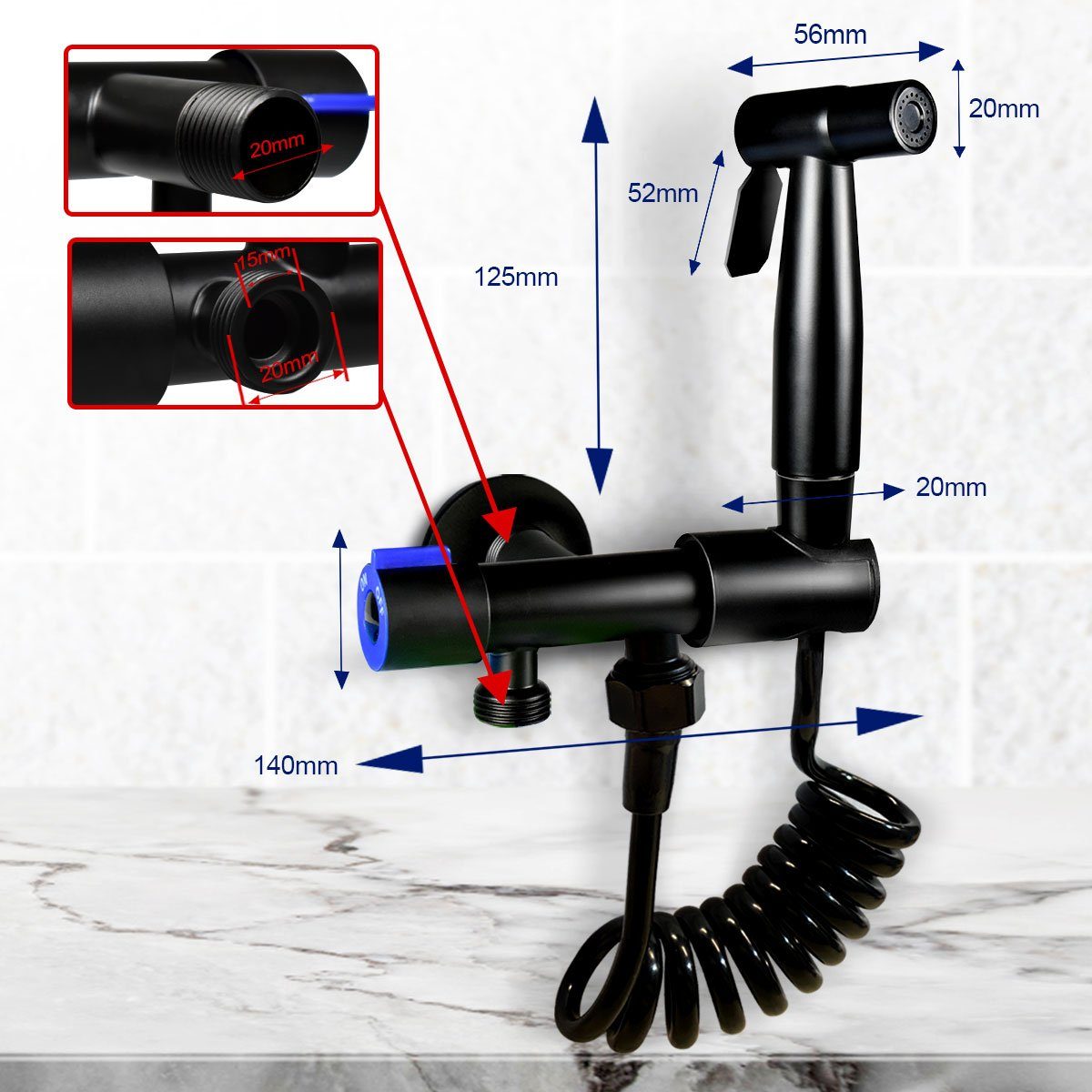 Eumaty Bidetarmatur Bidet Handbrause Edelstahl, Baby-Stoffwindelsprüh-Kit günstig online kaufen