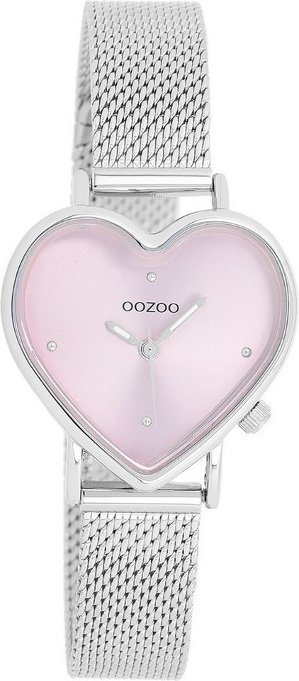 OOZOO Quarzuhr Oozoo Damen Armbanduhr OOZOO Timepieces, (Analoguhr), Damenuhr rund, extra groß (ca. 28x29mm) Metallarmband, Fashion-Style
