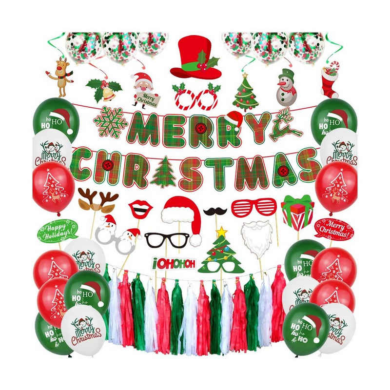 Vivi Idee Luftballon Weihnachten Deko Partyset Merry Chrismas Papier Banner Mufinstecker