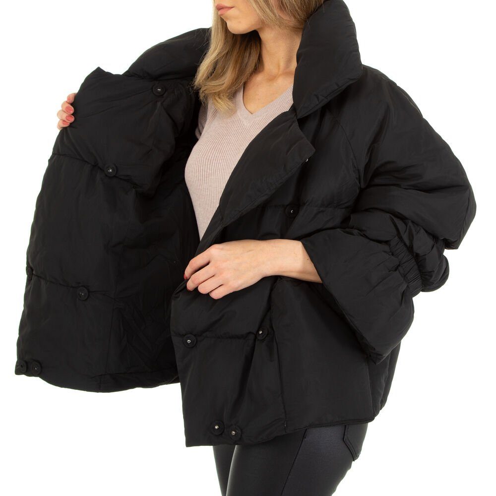 in Freizeit Gefüttert Winterjacke Ital-Design Damen Schwarz Winterjacke