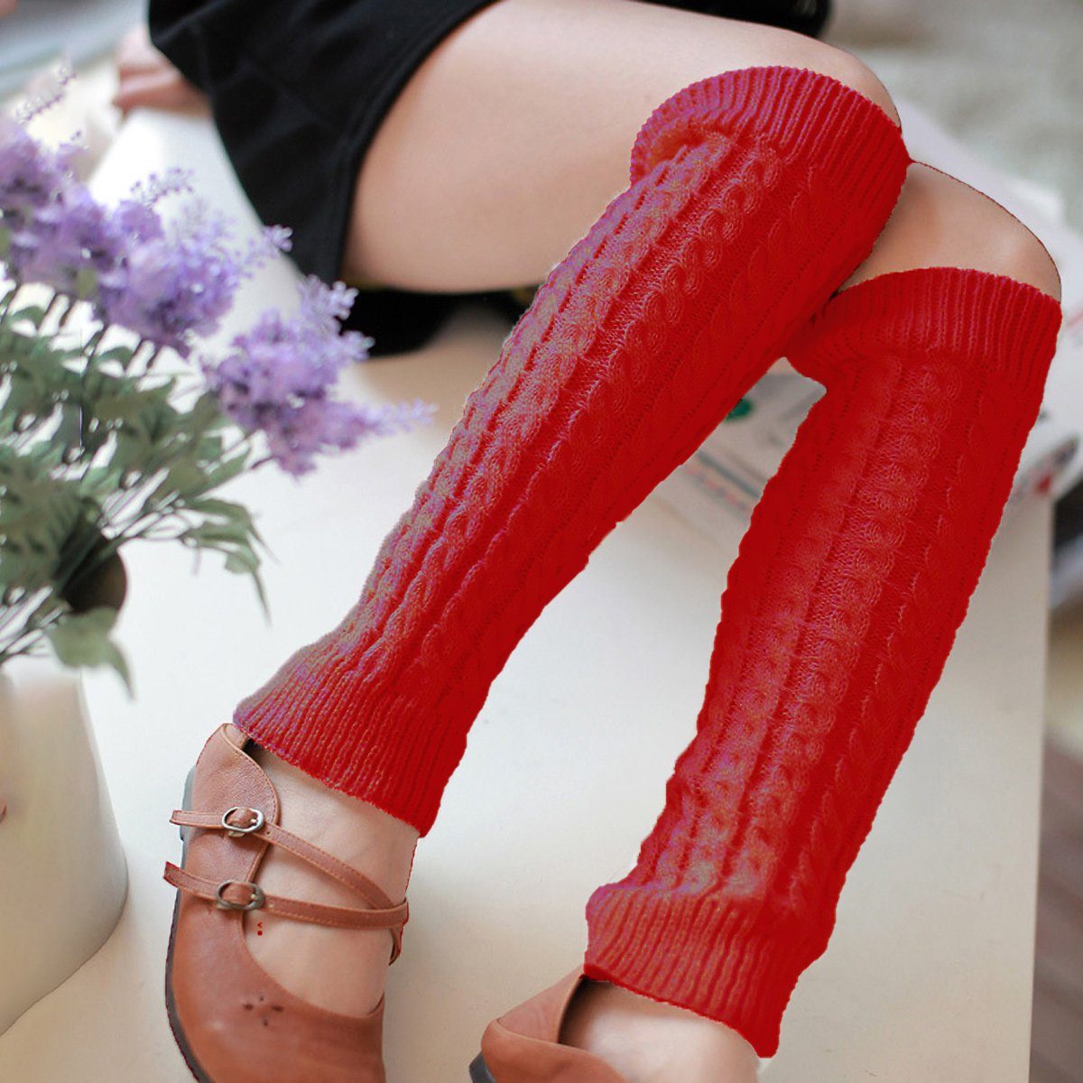 Karneval Bein Beinstulpen Kostüm Rot Jormftte Beinwärmer Gestrickte,für Zubehör Stulpen