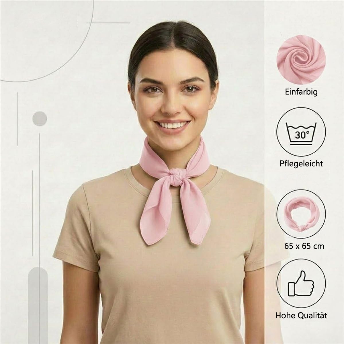 Zaewry Seidentuch Damen Nickituch Chiffon in einfarbig Uni - Leichtes zartes Halstuch, 65 x 65 cm – Bild 5 von 5