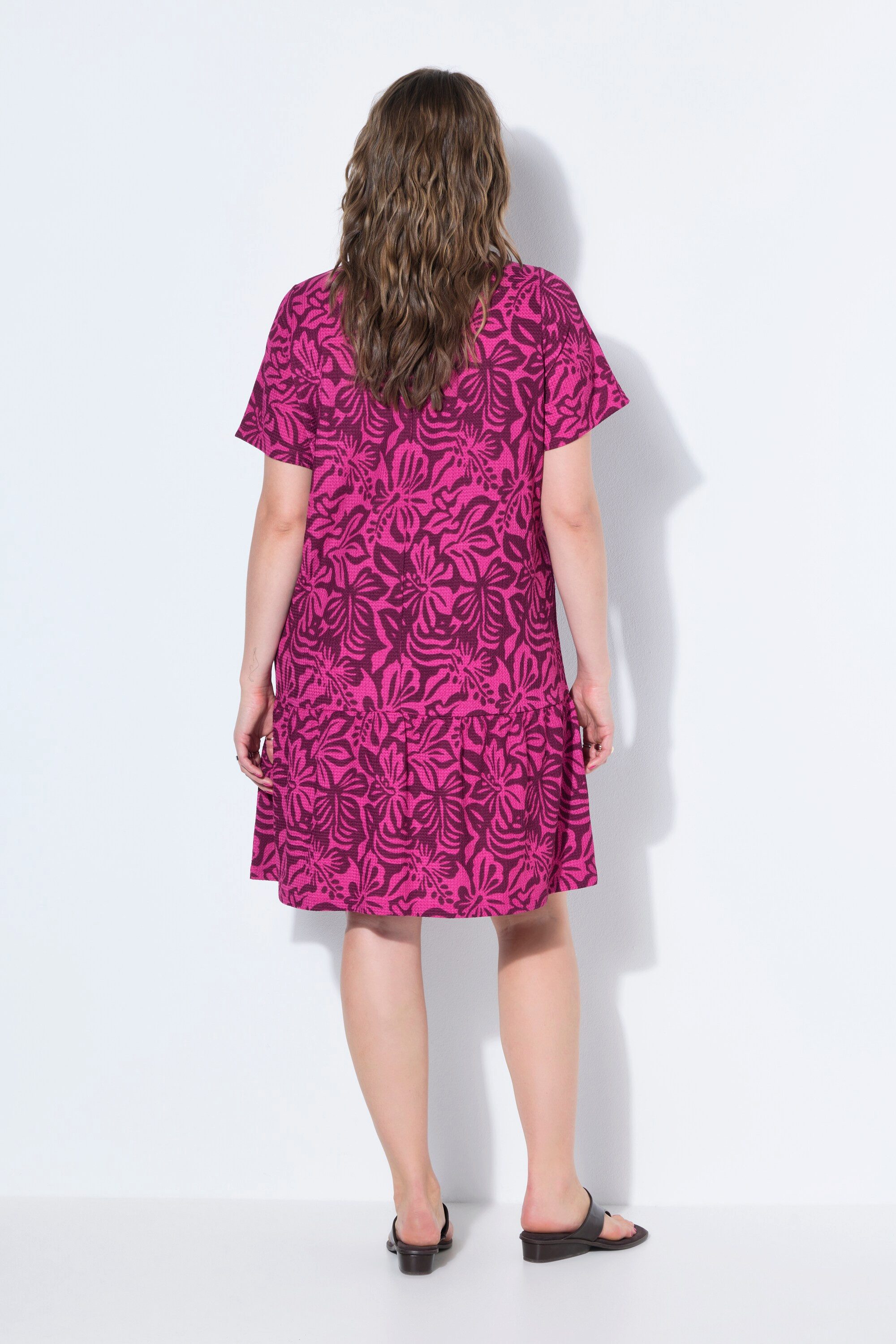 Studio Untold Jerseykleid Kleid A-Shape Flower-Print weiter Halbarm